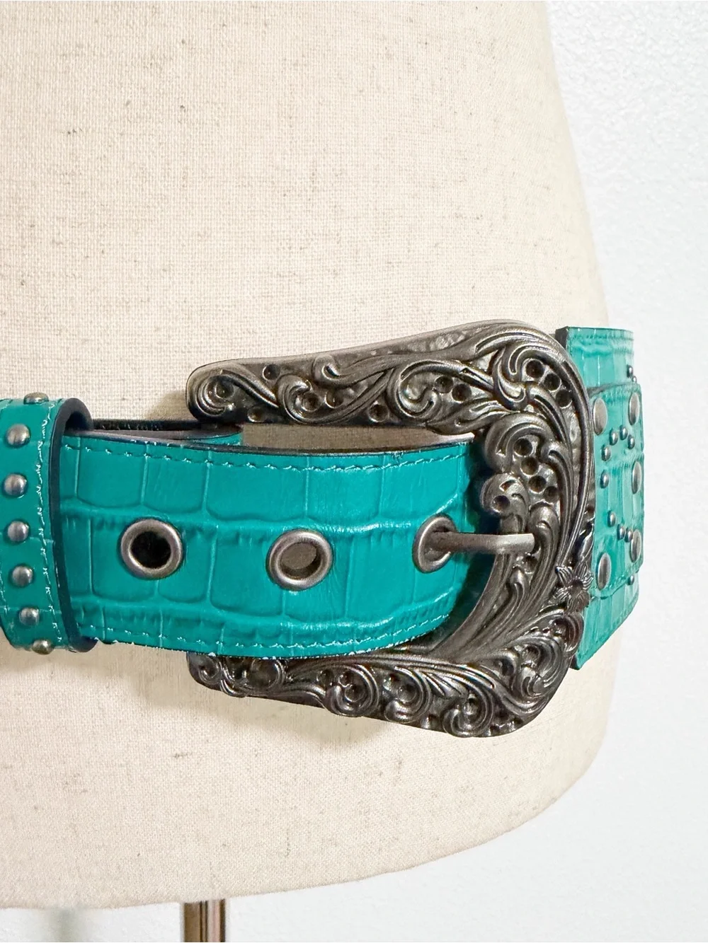 Lucky & Blessed Wide Turquoise Leather Concho Belt